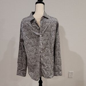 Tallia Sport Men's Black and White Mosaic L/S Patterned Shirt